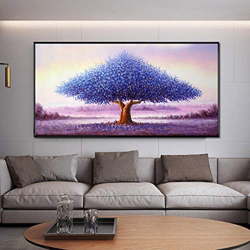 Peinture sur toile arbre violet grand format 80x160 cm affiche nature