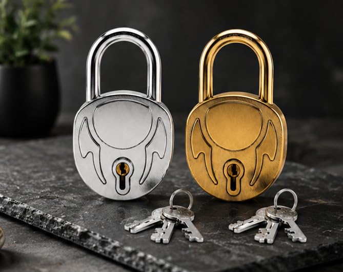 Dual Color Padlock Set (Pack of 2) | Heavy Metal Door Locks with 6 Keys | Rust Resistant, 6 Keys Included, Extra Security, Gate & Shutter Use, Home & Office Lock-image-48