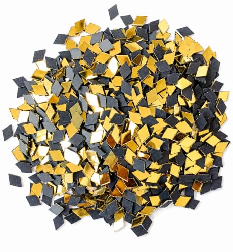 Image of NNJ GROUP Golden Colour Mirror Kit for Lippan Art and Craft Work, (Pack of 500 Pieces) with Fabric Glue (Dimond Shape)