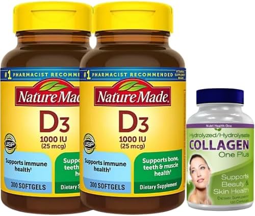 Nature Made Vitamina D3 1000 iu (25 mcg) cápsulas blandas 300 unidades en total 600 unidades, ayuda a apoyar la salud inmunológica, bonificación (1)