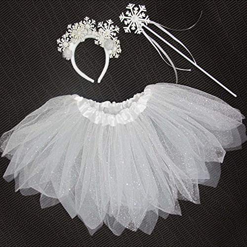 NET TOYS Niedliches Schneeflocke Kostüm für Mädchen - Weiß - Entzückende Kinder-Verkleidung EIS-Prinzessin Outfit - Bestens geeignet für Kinder-Fasching & Weihnachten