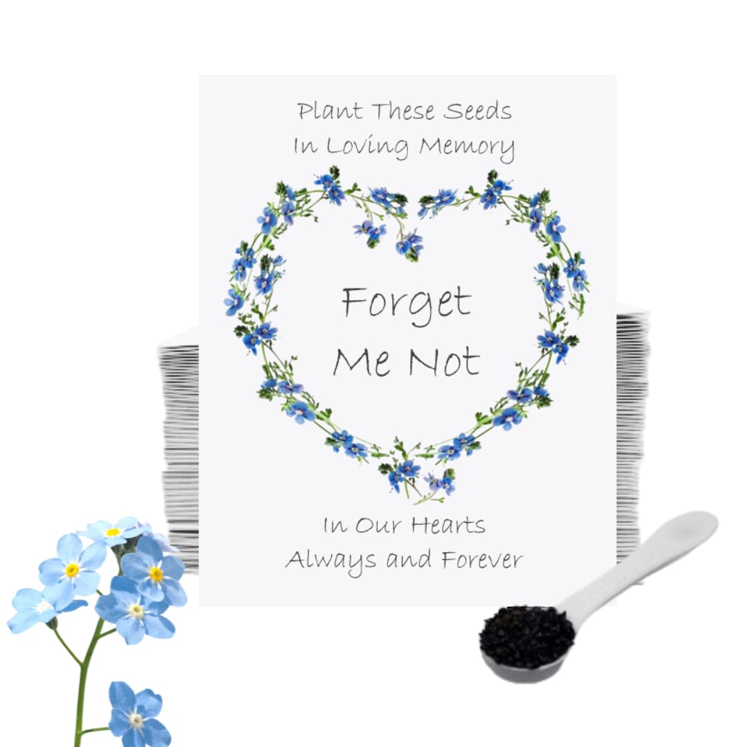 50 Funeral Seed Packets with Forget Me Not Seeds | Funeral Favours for Guests to Grow Funeral Flowers | Funeral Decorations & Funeral Gift | Add Own Personalised Details
