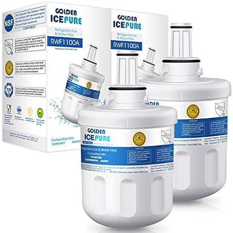 Water Filter Replacement for Samsung Aqua Pure Plus DA29-00003G,DA29-00003F, HAFIN1, HAFIN1/EXP,DA29-00003B, DA29-00003A, DA97-06317A, RFC1100A 2 Pack by GOLDEN ICEPURE RWF1100A (Invoice Available) Cover