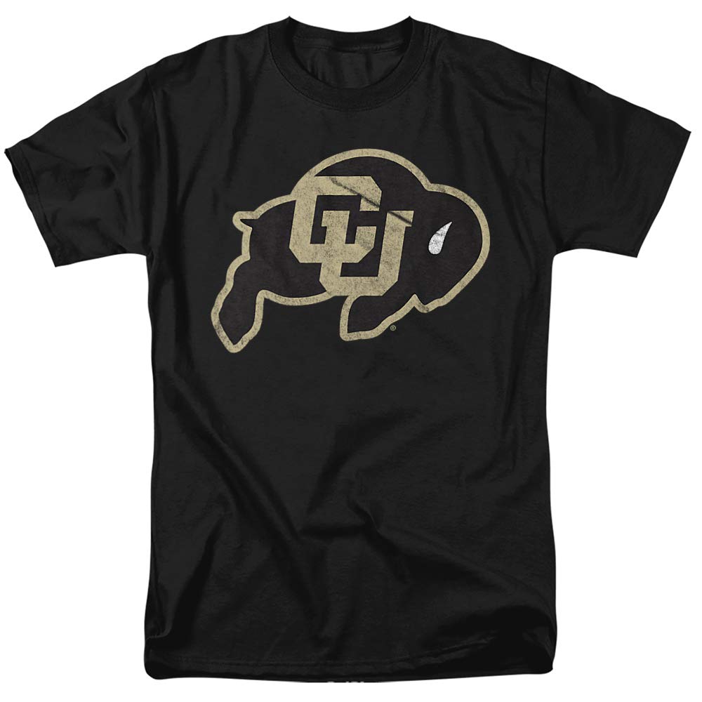 University of Colorado Official Distressed Primary Unisex Adult T-Shirt, Black, X-Large