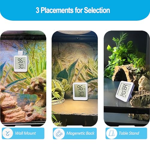 Image of Large Digital Reptile Thermometer and Humidity Gauge, Bearded Dragon Tank Accessories, Hygrometer for Leopard Geckos, Crested Geckos, Hermit Crabs, Ball Pythons