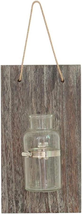 Yardwe Rustic Mason Jar Planter Wooden Art Hanging Hydroponic Pot Container for Home Living Room Kitchen Farmhouse Wall Decoration
