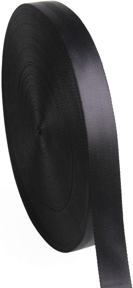 Flat Nylon Webbing 1 Roll 10 Yards 1 Inch Wide Strap for DIY Making Luggage Strap, Dog Leashes, Lawn Chairs, Hammocks, Towing, Outdoor Activities, Canoe Seat, Furniture, Slings (Black) (1'' Wide)