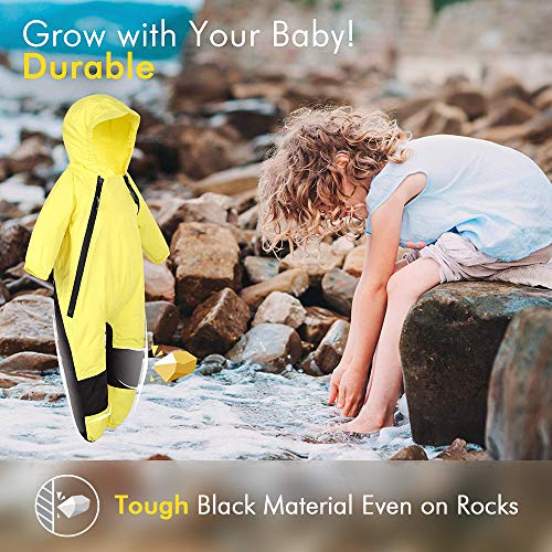 HAPIU Kids Toddler Rain Suit Muddy Buddy Waterproof Coverall,Yellow,2T,Original - Thumbnail 6