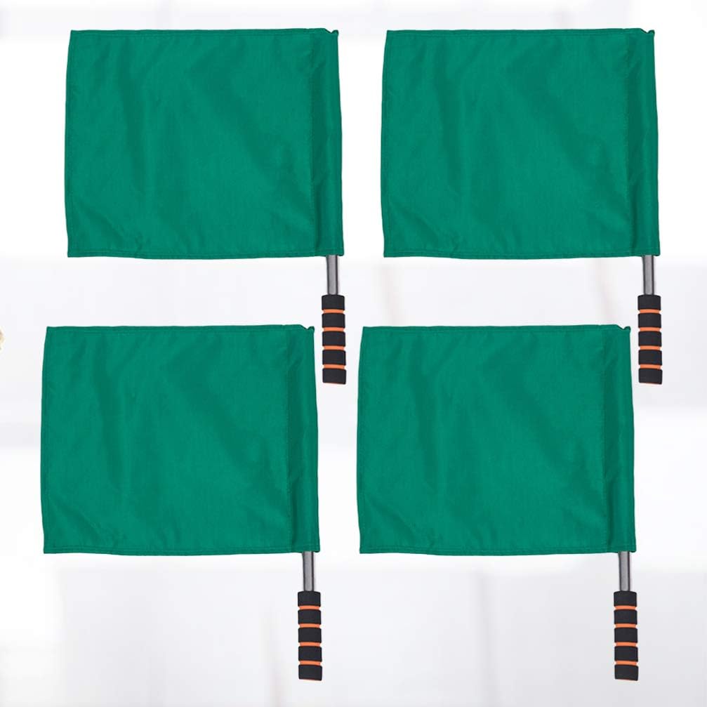 Sewroro 4pcs Sports Linesman Flags Referee Flag Flag Track and Field Events Flags with Stainless Steel Pole Stick (Green)