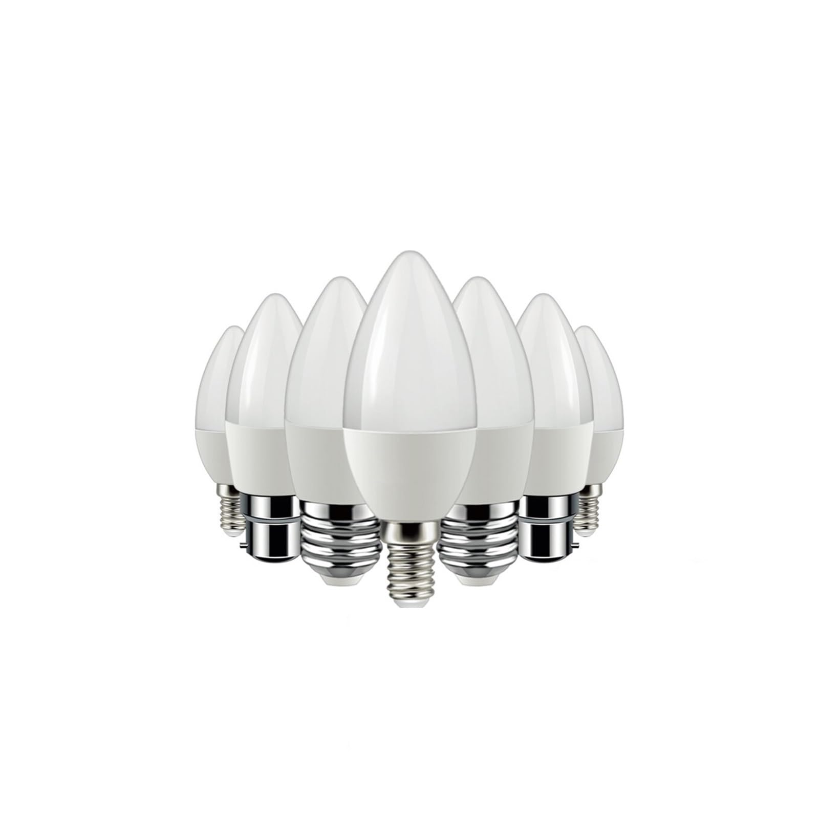 RAHBI 20 sztuka Led żarówka świeczka C37 3w 5w 6w 7w ciepły biały zimny biały światło dzienne B22 E14 E27 AC220v-240v 6000k do dekoracji wnętrz lampa leisurely (Color : E14-4000K, Size : 7w)