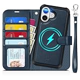 TUCCH Hülle für iPhone 17 6,3 Zoll 2025, 2-IN-1 Abnehmbar Handyhülle, Magnetische Klapphülle, Kabelloses Laden, Band, Ständer, RFID-Blocker, 4 Kartenfächer, PU Leder, Dunkelblau