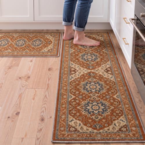 GENIMO Kitchen Rugs Set of 2, Washable Non Slip Kitchen Mats for Floor