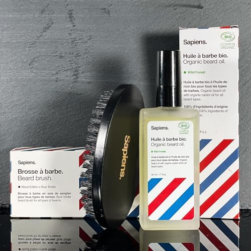 Sapiens Barbershop Kit Cuidado Barba Hombre - Cepillo Barba con Cerdas de Jabalí y Aceite Barba Bio - Cepillo Alisador Ideal para Peinar la Barba y Bigote y Aplicar Aceite Barba - Beard Brush - imagen 5