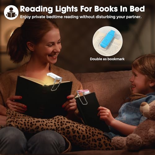 VZZNN 12 Pack Reading Light,Rechargeable Book Light for Reading in Bed,Clip-On Book Lights with 3 Color Temperature,Bulk Gifts for Book Lovers Kids Adults(Multicolor)