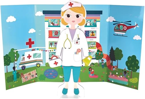 Miniatura 3 de Floss & Rock Muñeca magnética Florence  Juego educativo de madera de 40 piezas  trajes de médico, enfermera y paciente  Juguete Montessori con