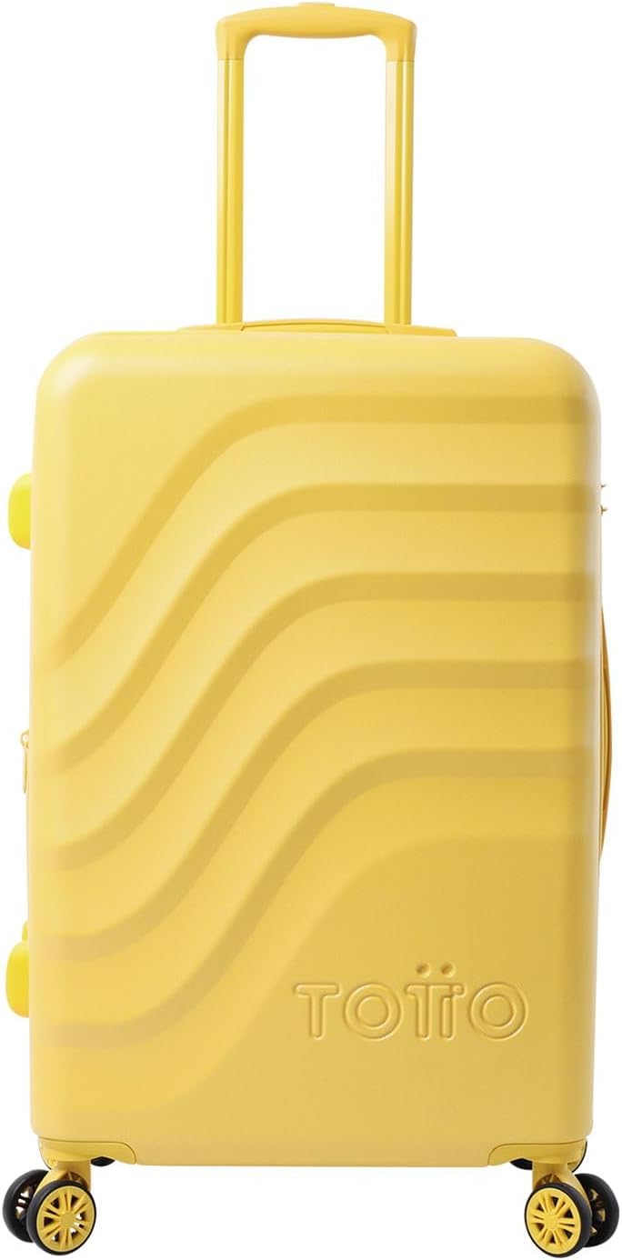 TOTTO - Maleta Rígida Mediana, Modelo Bazy+, 43.5 x 69 x 26 cm, Capacidad 64 L, Expandible, Resistencia a Impactos, Ruedas 360º, Manija Telescópica, Correas Internas, Candado TSA, Color Super Lemon