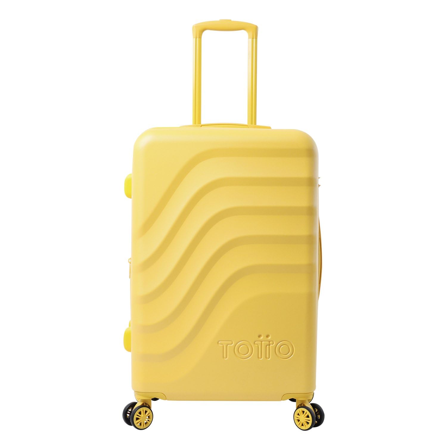 TOTTO - Maleta Rígida Mediana, Modelo Bazy+, 43.5 x 69 x 26 cm, Capacidad 64 L, Expandible, Resistencia a Impactos, Ruedas 360º, Manija Telescópica, Correas Internas, Candado TSA, Color Super Lemon
