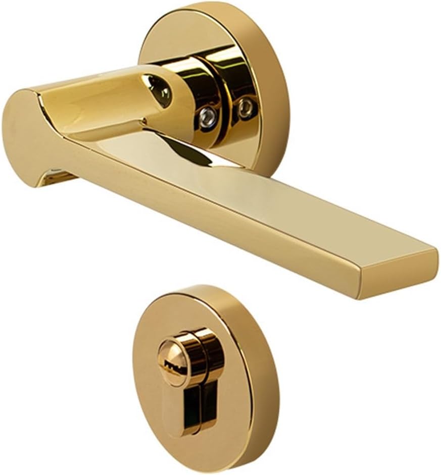 Silent Golden Indoor Door Handle Bedroom Door Lock Inner Door Lock Handle Lock Split Magnetic Wooden Door Lock(Light Luxury Gold Magnetic Model)