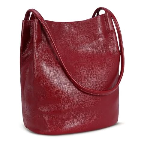 Iswee Soft Leather Tote Red Leather Handbags for Women Shoulder Bag Extra Large Purses Ladies Bag Hobo Handbags Satchel (Wine Lichee) Cover