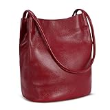 Iswee Burgundy Purse Large Shoulder Bag Leather Tote Bag Hobo Ladies Purses and Handbags Soft Leather Purses for Women Satchel Pocketbooks (Wine Lichee)