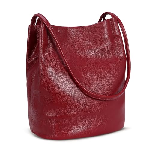 Image of Iswee Soft Leather Tote Bucket Bag Hobo Shoulder Purse and Handbags Women | Large Size Roomy Pocketbooks Ladies Bag Everyday Bag Casual Work Travel Designer Hand Bag