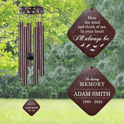 Image of ASTARIN Personalized Memorial Wind Chimes, Customized Wind Chime for Loss of Loved One /Mother /Father, Wind Chimes for Outside Garden Decoration, Sympathy Gifts for Women /Man