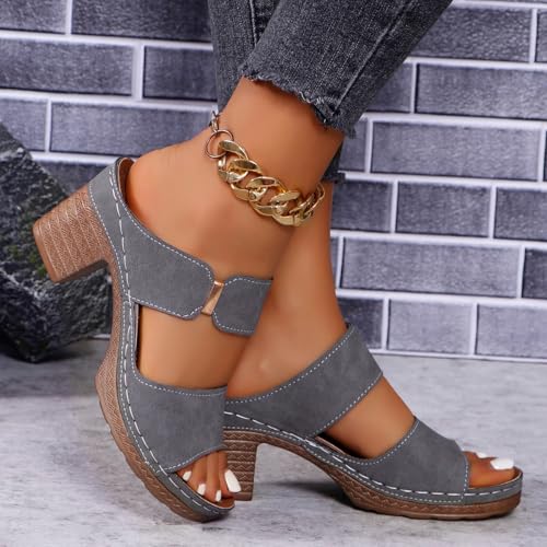 Ladmiple Chunky Heels For Women Backless Low Heels Classic Open Toe Ankle Strap Block Heel Party Wedding Dress Pumps Shoes2