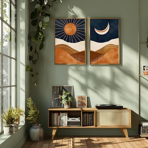 Art mural moderne soleil et lune sur toile de qualité