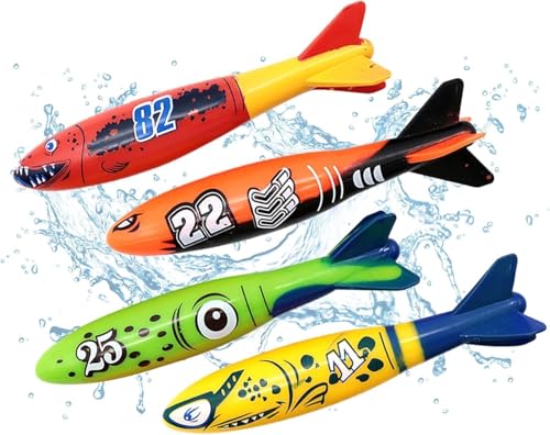 Uadme Tauchspielzeug für Kinder, 4 Stück Unterwasser Torpedo...
