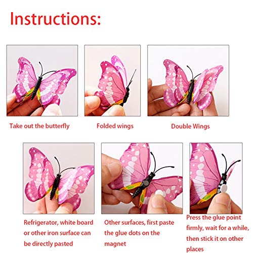 Somotersea 24Pcs 3D Butterfly Wall Decals Removable Butterfly Decor For Girls Stickers Kids Bedroom And Room Decoration Art Mural Double Wings Blue And White #TOP5