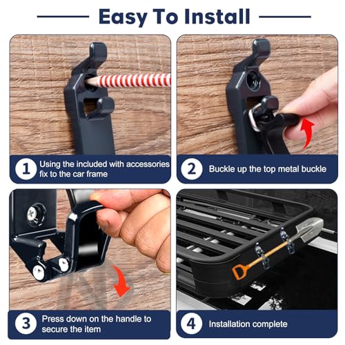 image for Rtshuok 2Pcs Shovel Mount for Roof Rack, Metal Rubber Clamp Mounting B