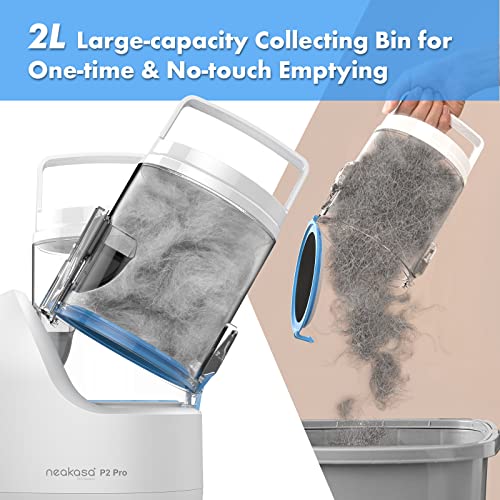 Neakasa by neabot P2 Pro Dog Grooming Kit, Dog Clippers Vacuum Suction 99% Hair, Pet Grooming with 5 Proven Tools, 2L Large-Capacity Easy Empty Dustbin for Dogs Cats Animals (Blue-White) - Thumbnail 3