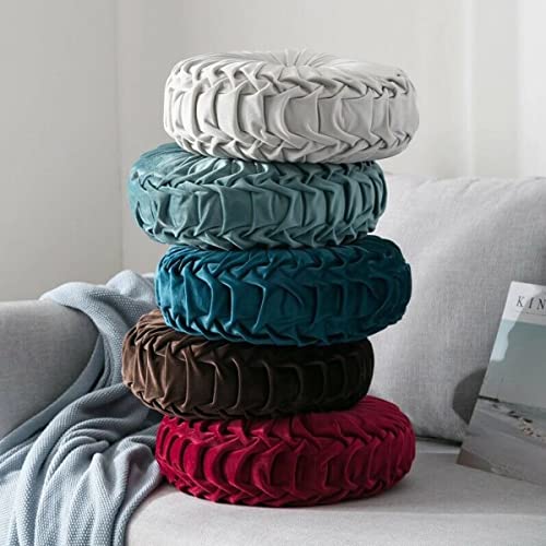 Hlovme Round Velvet Pillow For Couch Small Handmade Decorative Throw Pillow For Bed Bedroom 13.7 Inch Brown thumb #4