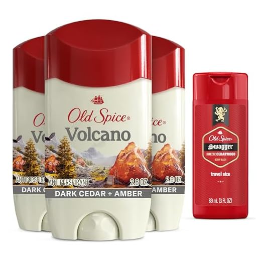 Old Spice Men's Antiperspirant & Deodorant Volcano with Charcoal, 2.6oz (Pack of 3) with Travel-Size Swagger Body Wash