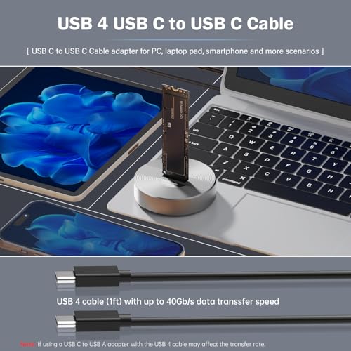 Docking Station USB 4 M.2 NVMe SSD 40Gbps aluminio miniatura 6