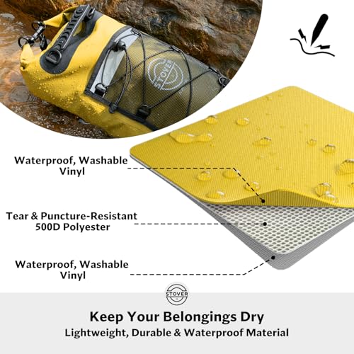 Image of STOVER 5 /10 /25 /30 /40L Waterproof Dry Backpack & Phone Case- Large Floating Dry Bag for Kayaking, Travel, Hiking, Fishing, Camping, Motorcycles & Beach, Heavy-Duty Roll Top Men /Women (Yellow)