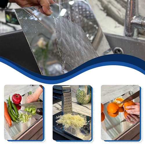 Tabla de cortar grande UNOX de acero inoxidable para cocina - 24x16 pulgadas - Tabla reversible no tóxica con borde - Apta para lavavajillas - Ideal para frutas, verduras, carne y preparación de alimentos. miniatura 3