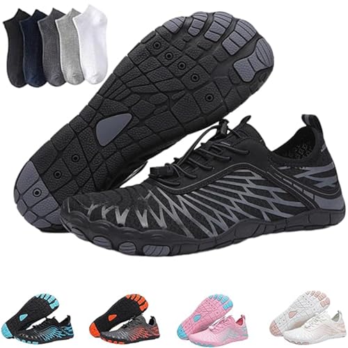 Hiking Barefoot Womens Men, Pro Barefoot Shoes with Wide Toe Box, Healthy and Non-Slip Breathable Barefoot Shoes(Black,9-9.5Women)