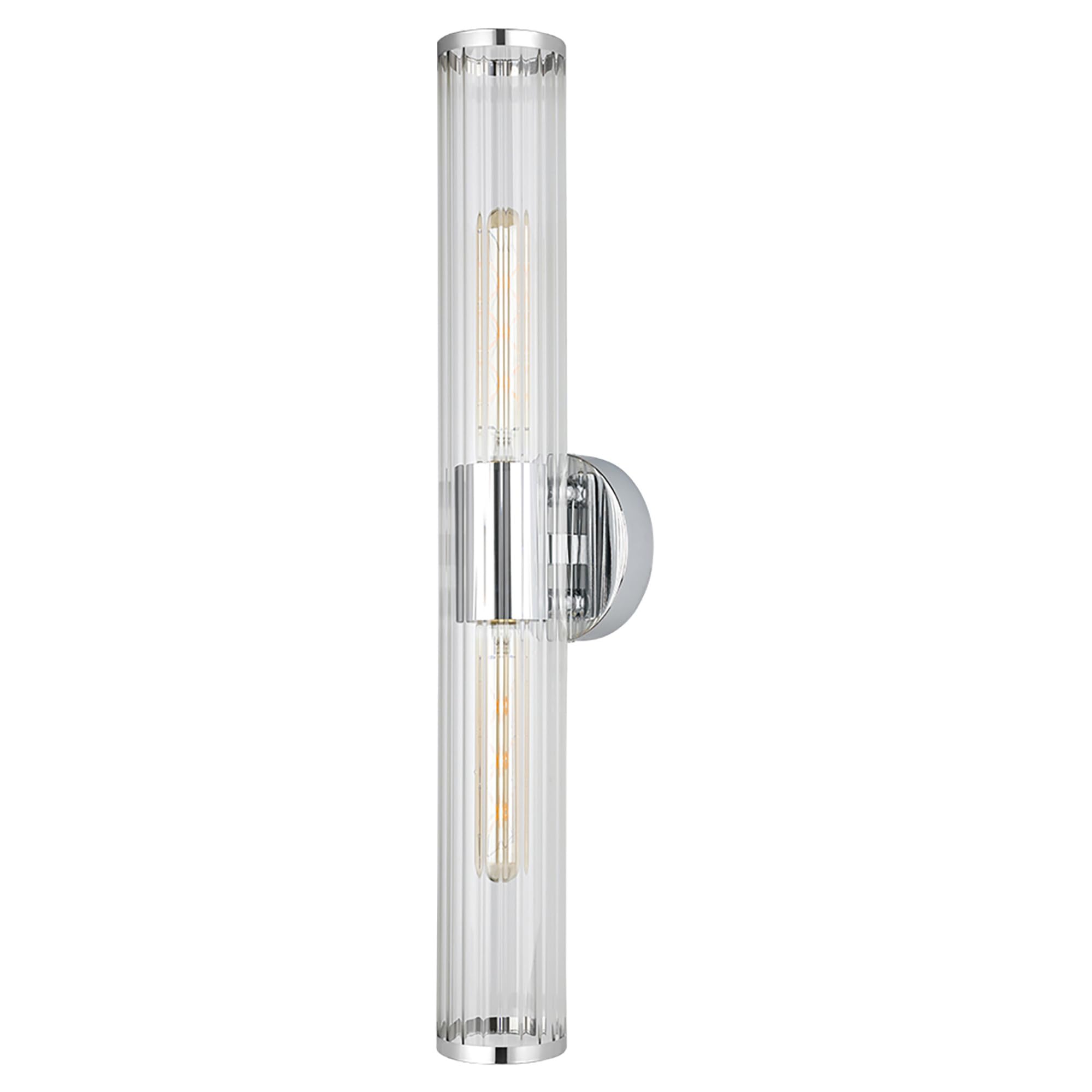 EGLO Varvara - 2-Light Bath/Vanity Light - Chrome Finish - Groved Clear Glass Shade