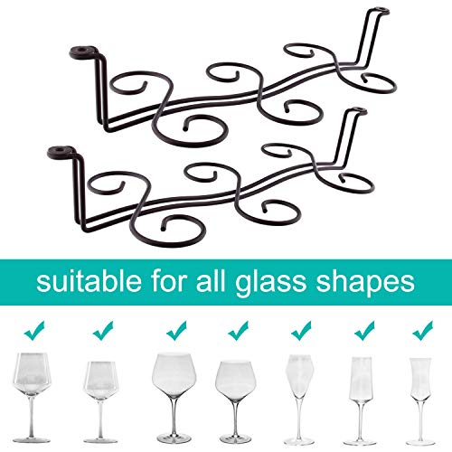 Mocoum 2 Pack Wine Glass Rack Under Cabinet Stemware Rack, Wine Glass Hanger Rack Wire Wine Glass Holder Storage Hanger For Cabinet Kitchen Bar #TOP3