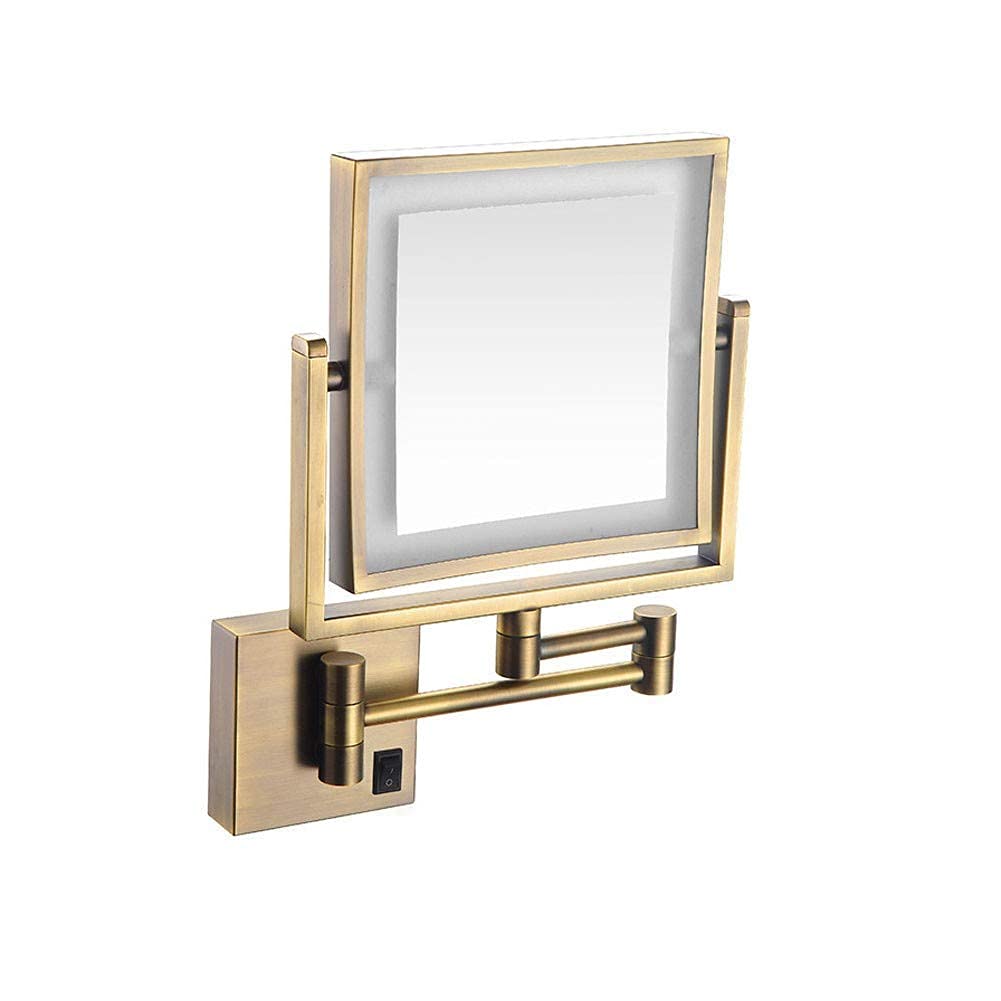 Lustro do makijażu Lustro do makijażu, lustro łazienkowe montowane na ścianie USB Ładowanie Lustro do makijażu ze światłami LED i powiększeniem 1x/3x wysuwane lusterko uprzejmości