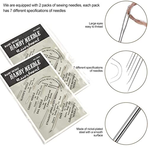 Heavy Duty Upholstery Thread And Needles For Hand Sewing, Leather Upholstery Repair Kit Including Extra Strong Nylon Thread, Heavy Duty Hand Needles, Thread Unpicker, Seam Ripper And Sewing Thimble #TOP3