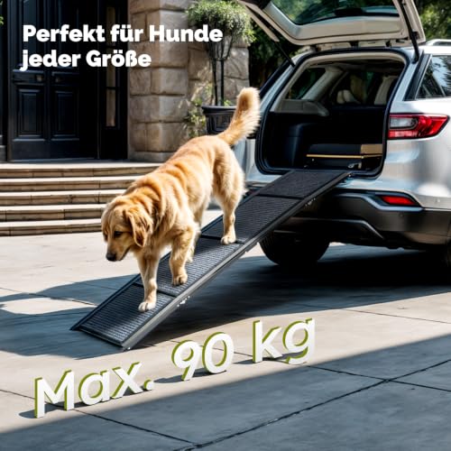CO-Z Hunderampe Auto klappbar 170cm Leichteres EIN- und Aussteigen für kleine und große Hunde bis 90kg Hundetreppe mit Rutschfester Oberfläche für alle Fahrzeuge nutzbar (170cm)