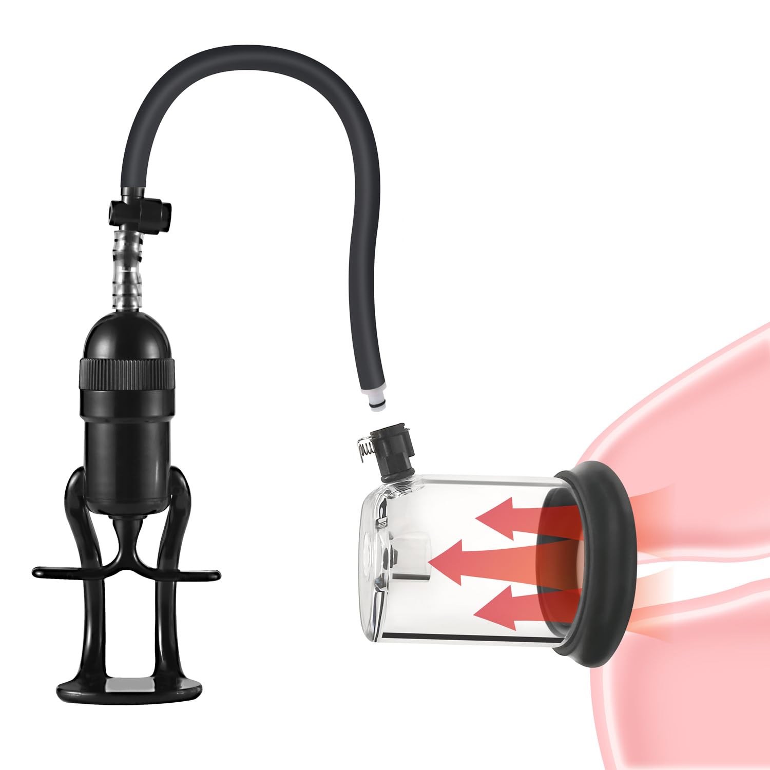 Pompa per pene con manico manuale – Penispumpe a vuoto per uomini, stimolatore glande ed estensore, toy maschile per erezione intensa e piacere prolungato