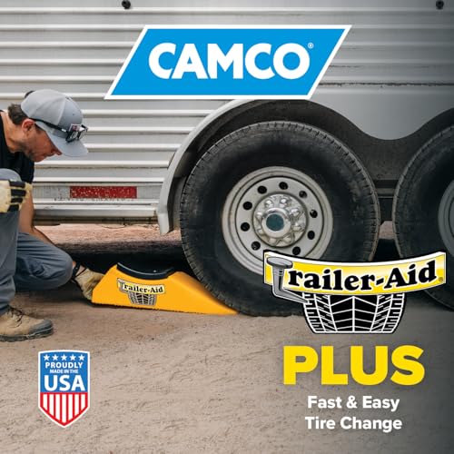 Camco Trailer Aid Plus 21002 Tandem-Reifenwechselrampe, 14 cm (5,5 Zoll), Gelb