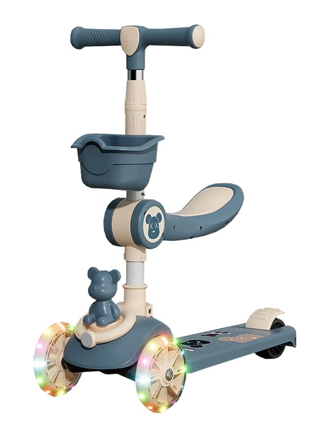 3-in-1 Foldable Children's 3-Wheel Scooter, LED Wheel Scooter, Slideable, Rideable