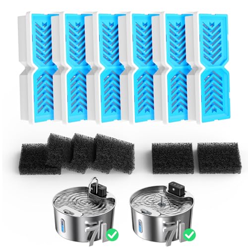 Voluas 409 Replacement Dog Fountain Filters for 7L Pet Fountain, 6-Pack