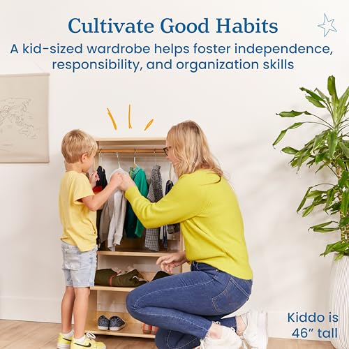 ECR4Kids TrendiTot Clothing Rack, Kids Wardrobe, Natural
