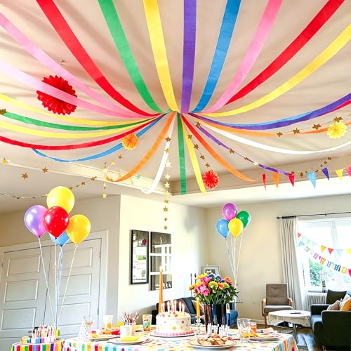 Image of 8 Rolls Crepe Paper Streamers in 8 Colors, Wedding Birthday Baby Shower Graduation Colorful Candyland Party Decoration Backdrop, Rainbow DIY Supplies, Colored Living Room Bedroom Decor, Art Crafts