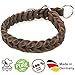 CopcoPet Hundehalsband Würger 35–40 cm x 15mm Braun – Geflochtenes Halsband mit Zugstopp & verchromtem Ring – Aus robustem Fettleder – Für kleine Hunde – Weiches Lederhalsband fürs Training